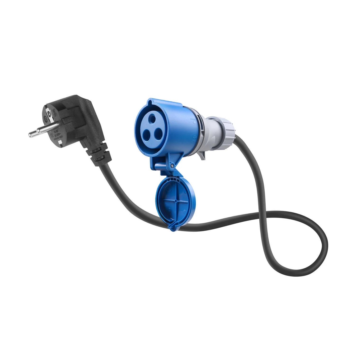 New 32A Blue CEE to Schuko EV Charger Adapter Cable Type2 3-Pole 2 Pin Inlet Outlet Plug 0.3M