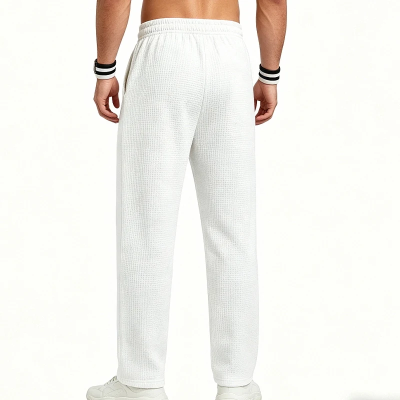 Herren-Jogginghose aus Waffelstrick mit geradem Bein, elastischem Bund und Seitentaschen – Detail 14