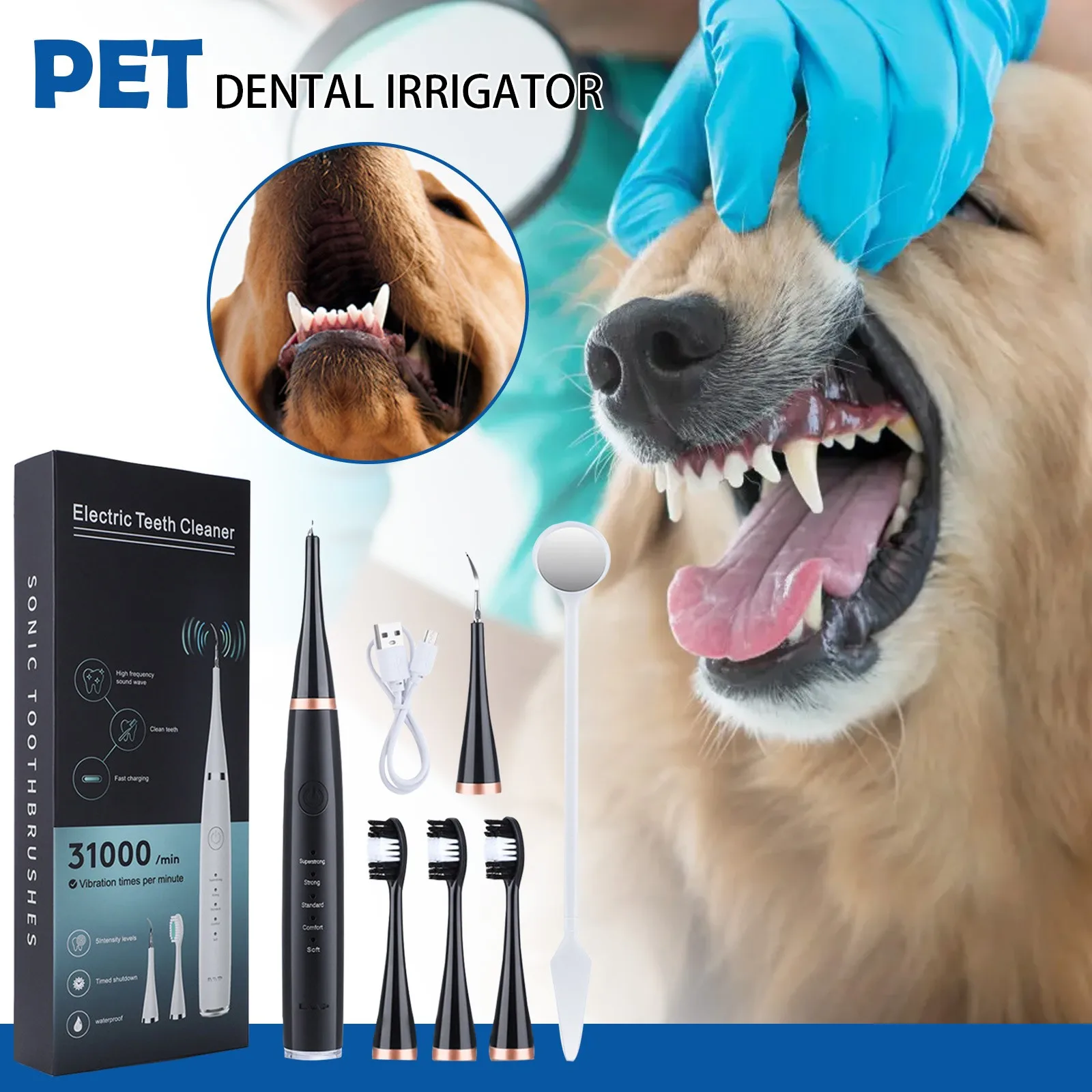 Dog Cat Grooming Smart Dental Ultrasonic Scaler Household Tooth Stone Remover Tooth Cleanertooth Oral Cleaning Tools