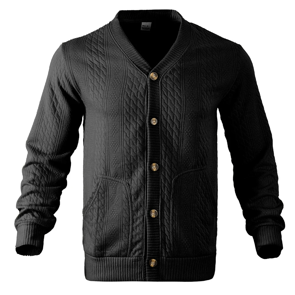 

Men's Jacquard Cardigan Slim Fit Casual Jacket with Button Front Long Sleeves Outerwear Designed for Autumn and Winter Daily Use