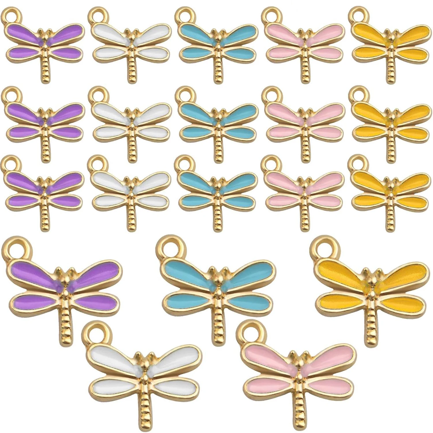 

30pcs Dragonfly Charms Enamel Colorful Dragonfly Pendants Insect Charm Pendant for DIY Bracelet Earrings Jewelry Making