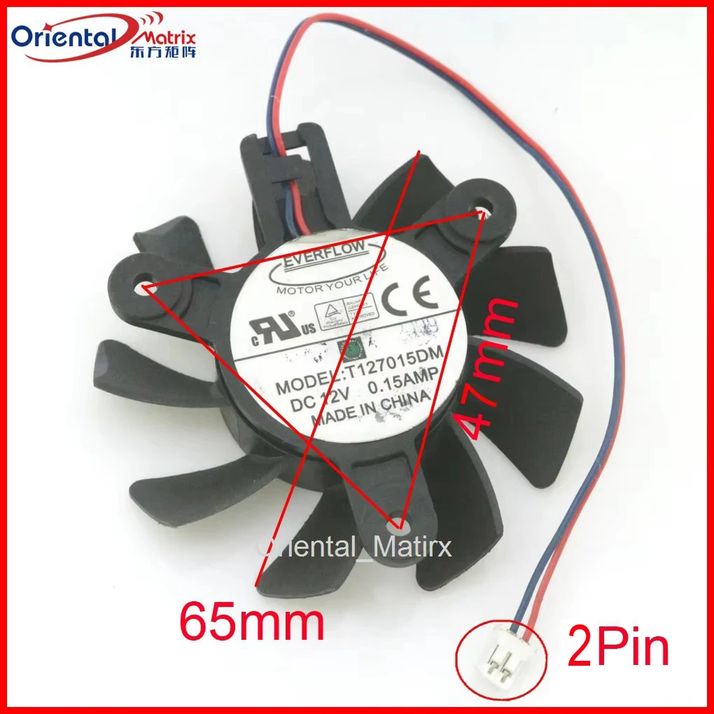 

T127015DM 65mm 47*47*47mm 12V 0.15A 2Wire 2Pin HD4830 HD4850 Graphics / Video Card VGA Cooler Fan