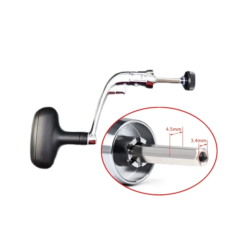 Spinning Angelrollen Kurbel 1000-7000 Ersatzrollengriff Metallgriff faltbarer Griff Sechskant 4,5 mm