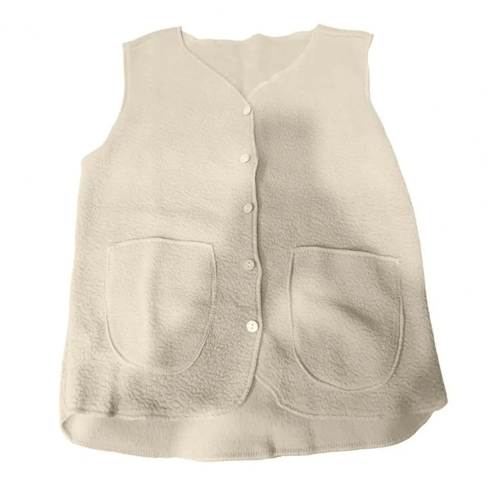 

Autumn Winter Warm Thick Fleece Vests Women Lamb Wool Vest Coat With Pockets Sleeveless Single Breasted Jacket Ladies Waistcoat