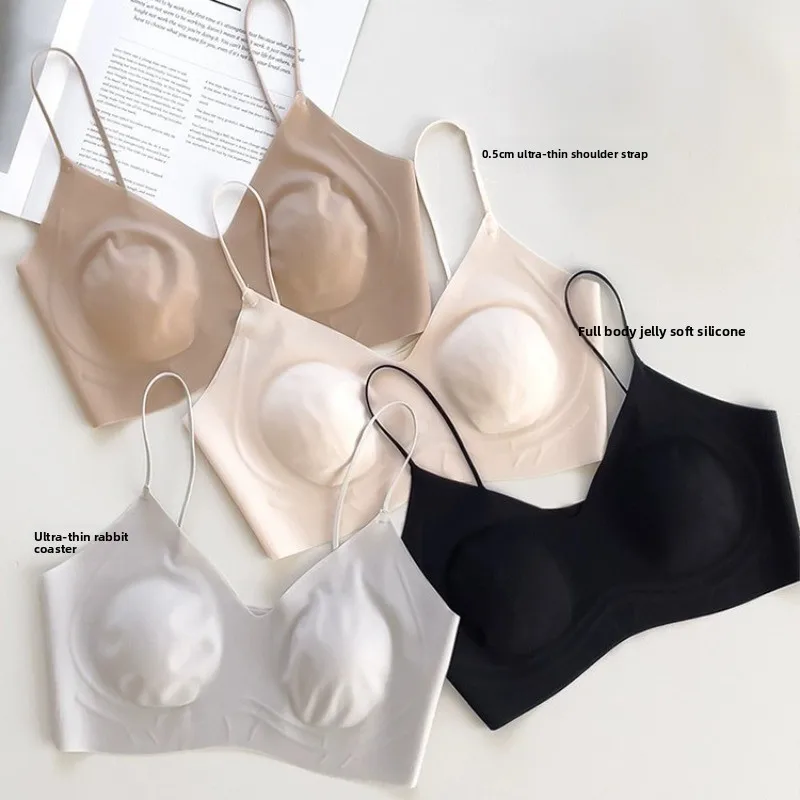 Soutien-gorge à fines bretelles pour femme, soutien-gorge d'été super fin, qui réduit l'apparence des grandes poitrines, respirant et sans coutures