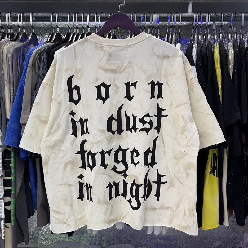 Street Hip-hop Trend BKYS T-shirts Motorcycle Rider Pattern Hot Stamping Print Round Neck Short Sleeved Shirt