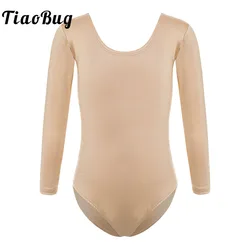 Kids Girls Ballet Bodysuit Nude Long Sleeve Ballet Dancer Leotard Jersey Ballet Clothing Gymnastic Dance Class Ballerina Costume