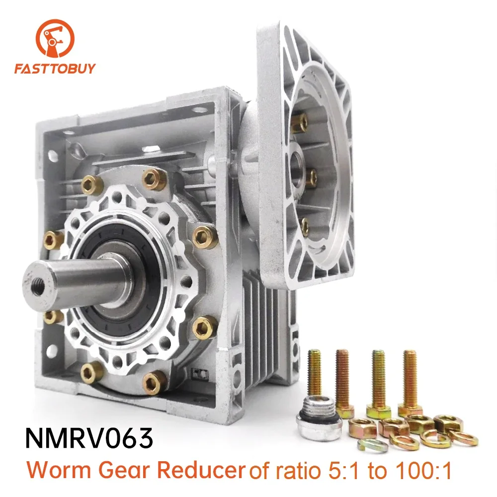 Ratio 5:1 to 100:1 Worm Gear Reducer NMRV063 with 14/ 19/ 22/ 24 mm Input size and 25 Output size  for NEMA32/42/52  Motor