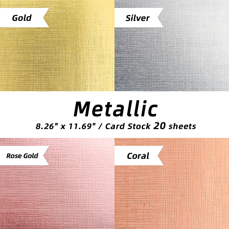 Textured Cardstock Metallic Heavyweight Stock Sheets Premium Thick Card Stock Paper for Arts Card Making Scrapbooking Kids Craft