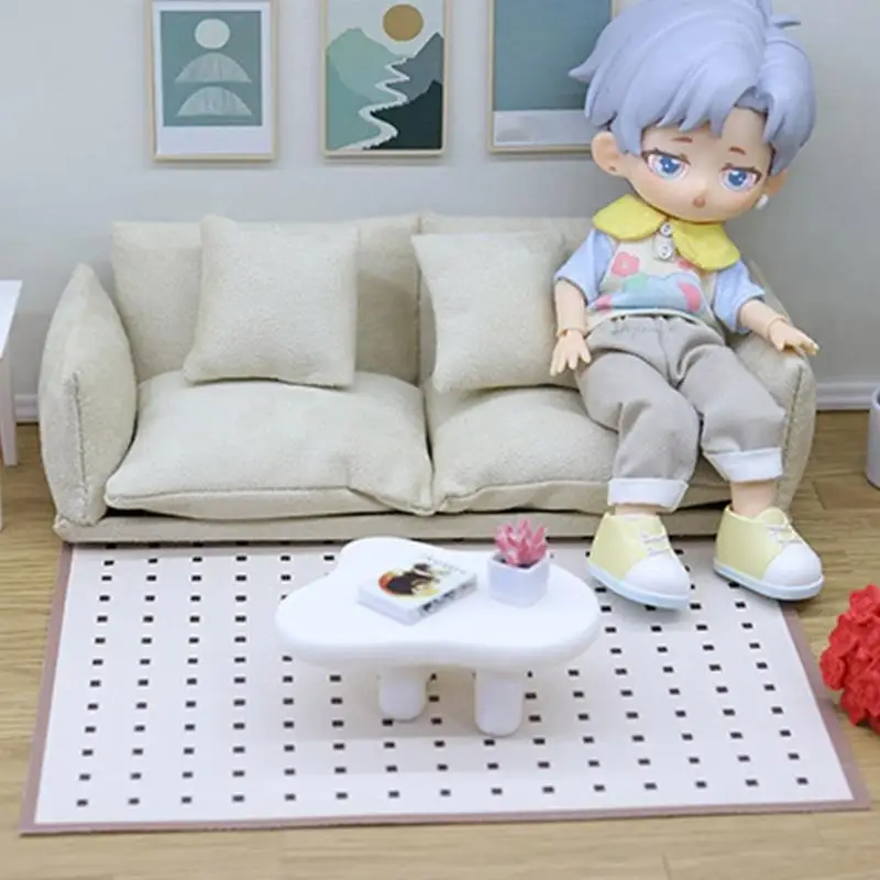 

1/12 Scale Couch Model Современный миниатюрный диван Реалистичный деревянный кукол мебель для спальни гостиной A2UB