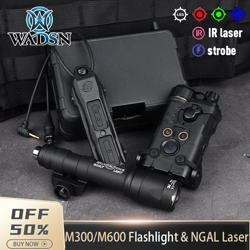 WADSN Tactic NGAL Red Green Laser Sight IR Pointer Strobe LED Flashlight M300 M600 Outdoor Hunting Torch 20mm Rail