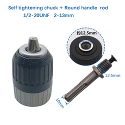 Auto Locking Metal Chuck Drill, Keyless Conversion Wrench Adapter, Quick Change, 1/2-20UNF Impact, Martelo Elétrico, 10mm, 13mm