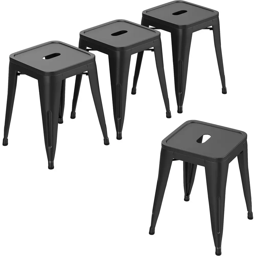 

Industrial Metal Barstools Classroom Stools Short Stools [Set o 4] Stackable or Indoor/Outdoor 18" Dining Chair