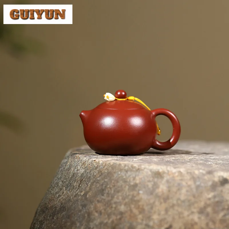 

100 мл подлинные фиолетовые глиняные чайники Исин ручной работы, горшок Xishi из сырой руды, грязевой чайник Дахунпао с заварочным устройством, китайский чайный сервиз Zisha Cha