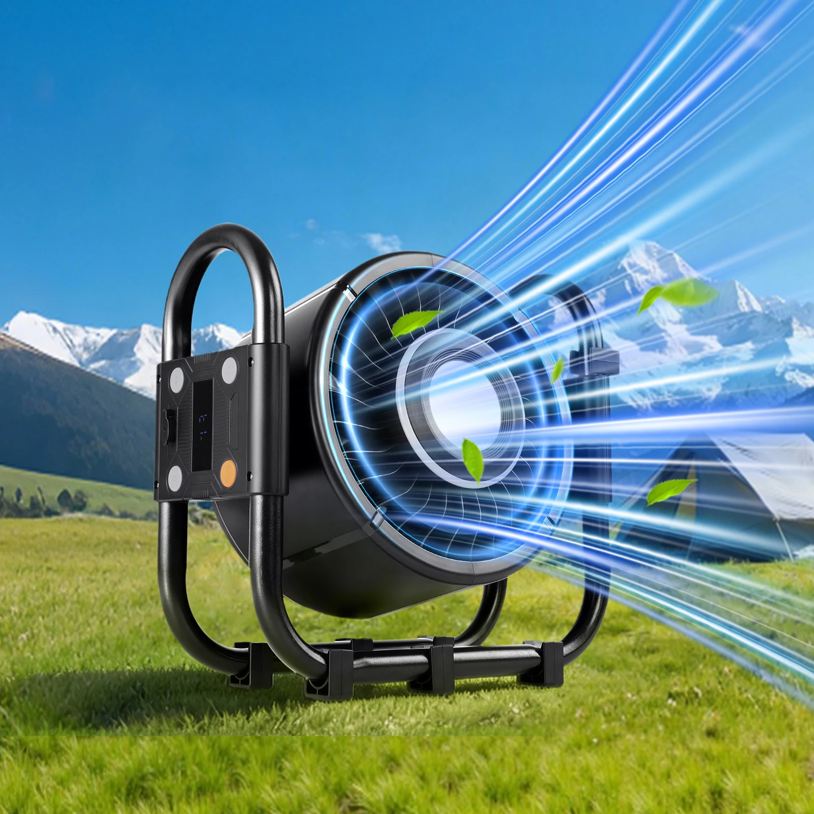 

Eary Portable Outdoor Oscillating Fan 16000mAh Rechargeable Camping Fan 6 Speeds Wind with RGB Light for Tent Fishing Beach