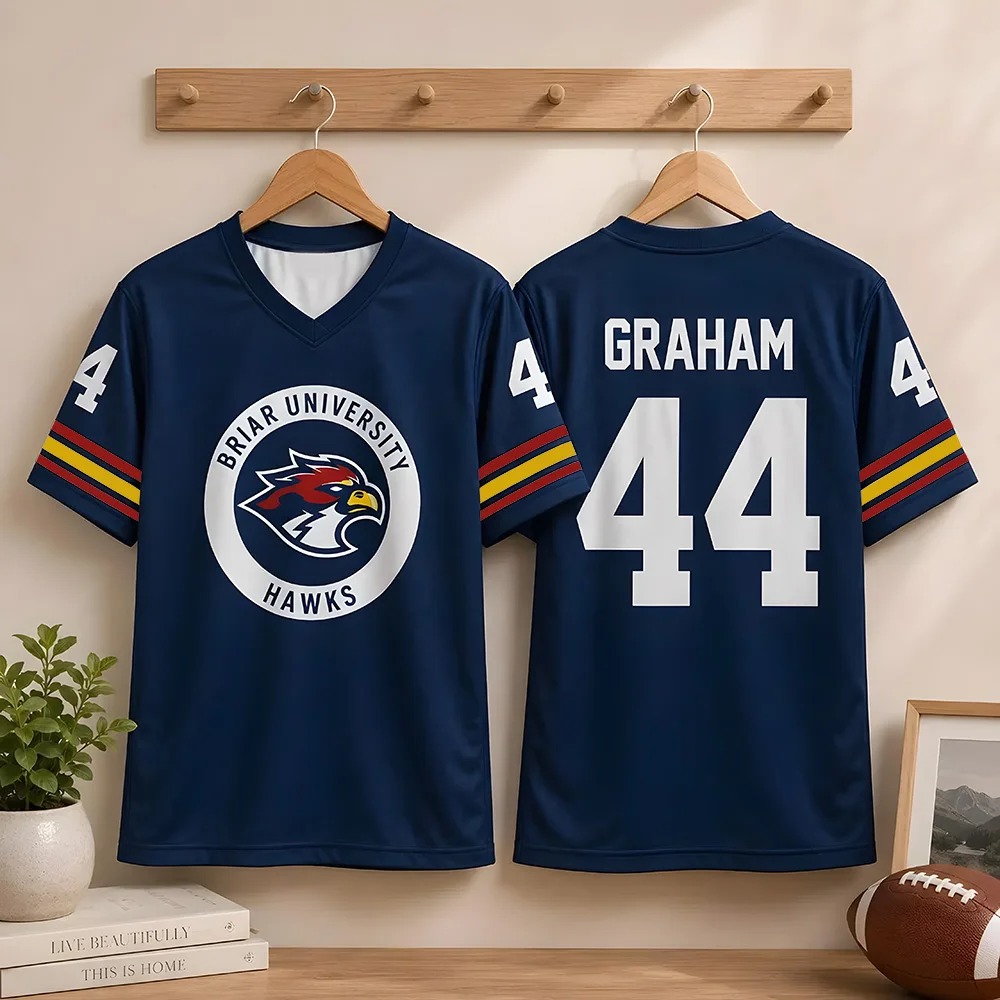 Off Campus Briar University Jersey Summer V-neck Short Sleeve Shirt Graham 44 22 DI LAURENTIS 66 Tucker46 Tees Unisex Sportswear