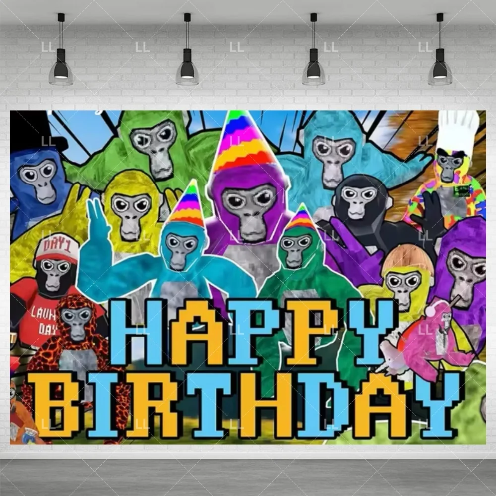 Gorillaes Themen-Geburtstagsparty Dekoration Hintergrund Tier-Gorilla Teller Becher Ballons Tortendekoration Banner Zubehör Kindergeschenke – Detail 7
