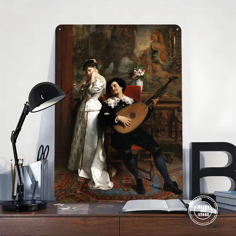 Renaissance Music Scene Personalized 3D Textured Metal Poster Wall Art Vintage Tin Signs for Home Decor Living Room Wand Deko