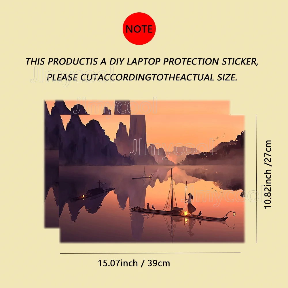 2 Pieces Vinyl Laptop Afterglow Riverside Scenery Self-adhesive Case for HP Lenovo Apple ASUS Easy To Install Decal Stickers