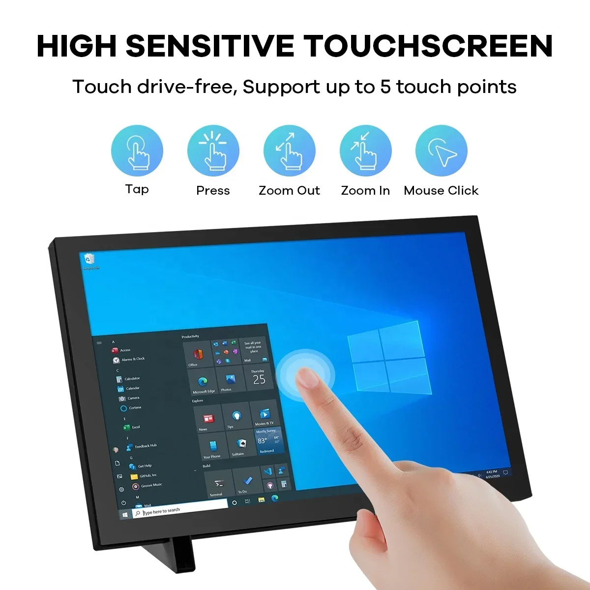 Capacitive Touchscreen Monitor HDMI Display 1280x800 for Raspberry Pi 4/3B+ Xbox PS4 Windows 7/8/10