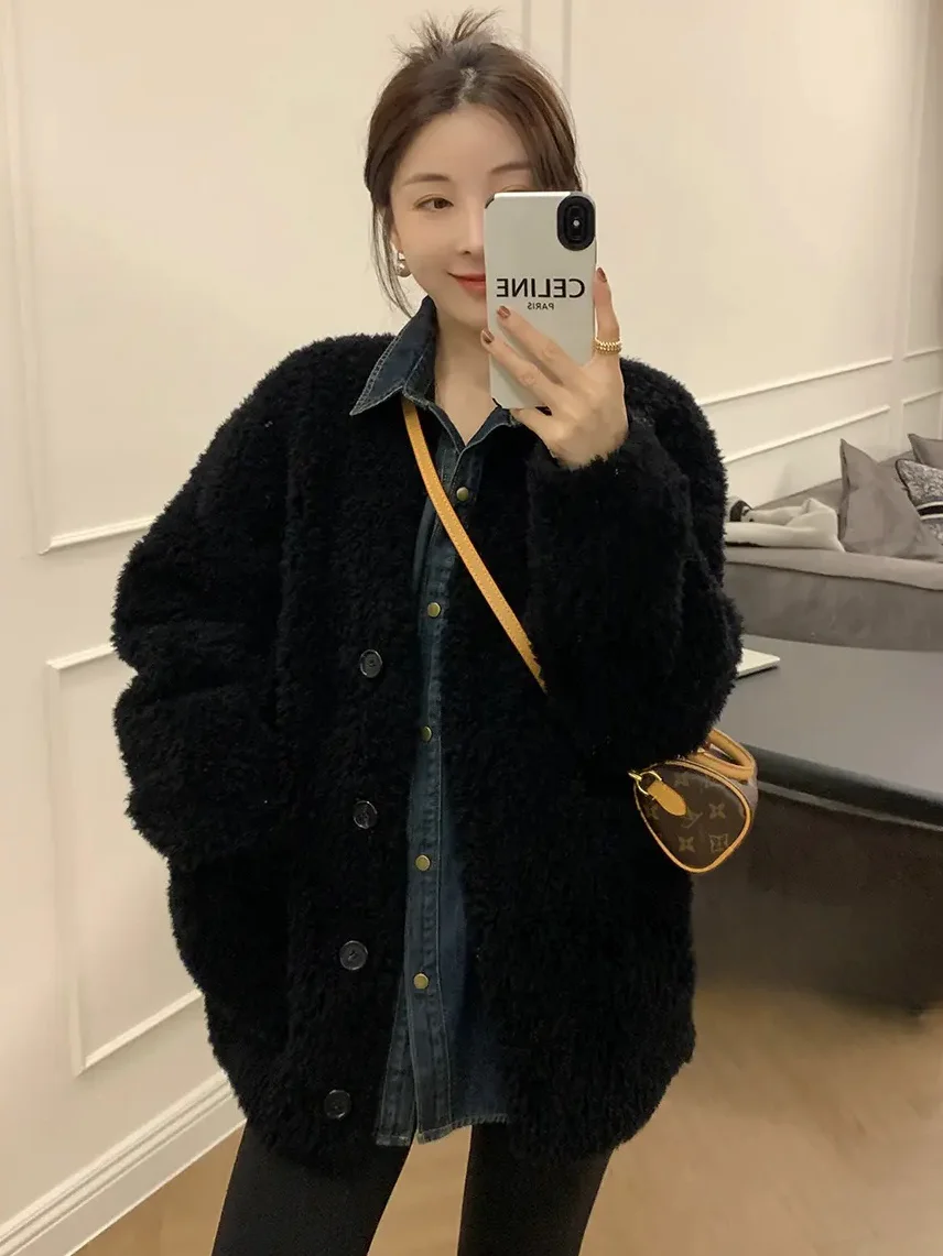 

Lamb Wool Jacket Woman Premium Panelled Full-Length Home Simple Womans Pink Stretch Comfortable Soft-Shell Anti-Ultraviolet Vibe