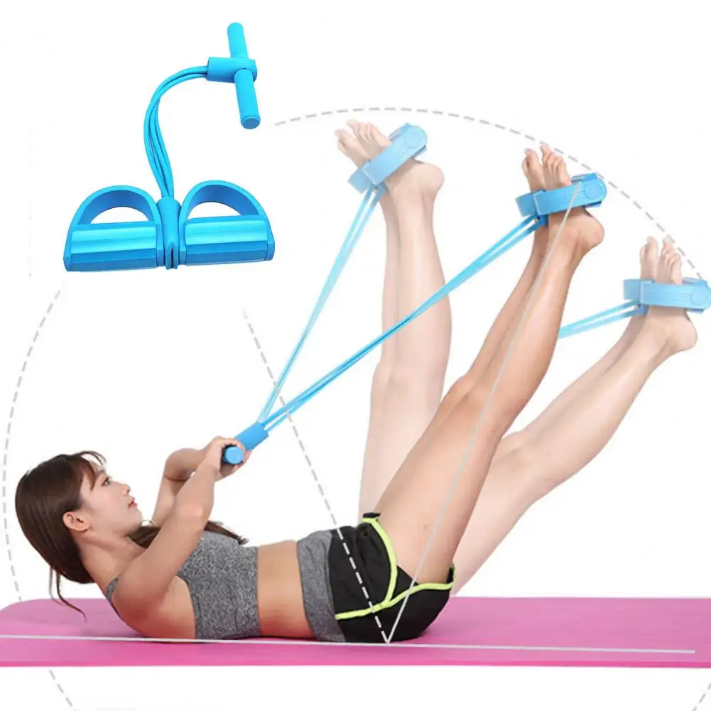 Yoga Pedal Puller 4-Tube Resistance Bands Yoga Pedal Puller Abdomen Waist Arm Training Elastic Pull Rope Fitness Tension Rope