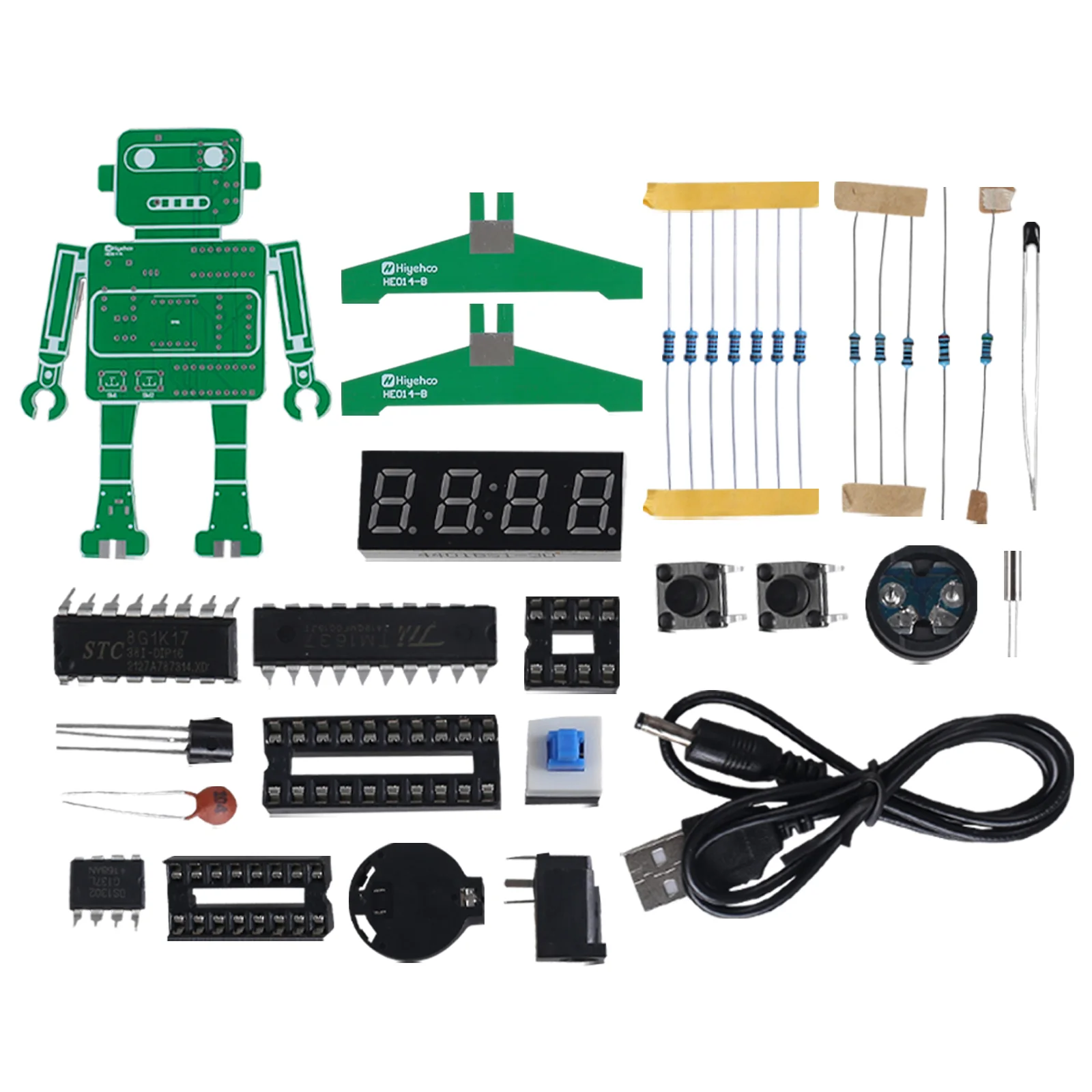 DIY Digital Clock Kit 4-Digit Robotic Alarm Clock Electronic Practice Learning Kit Temperature Clock Board for School Education