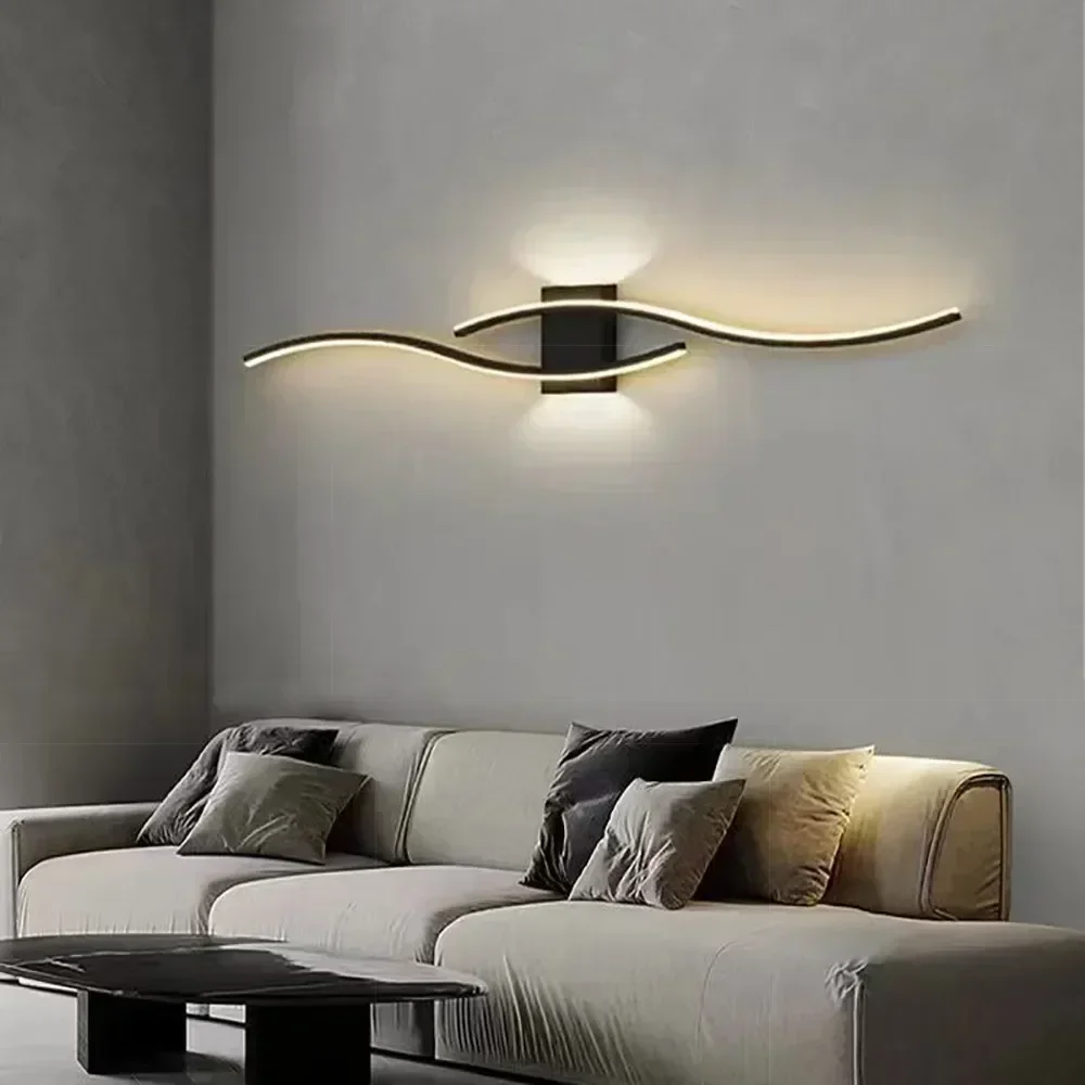 Moder-Lámpara LED de pared de tira larga, candelabro de pared para sala de estar, TV, decoración de fondo, dormitorio, escalera, hogar, accesorio de