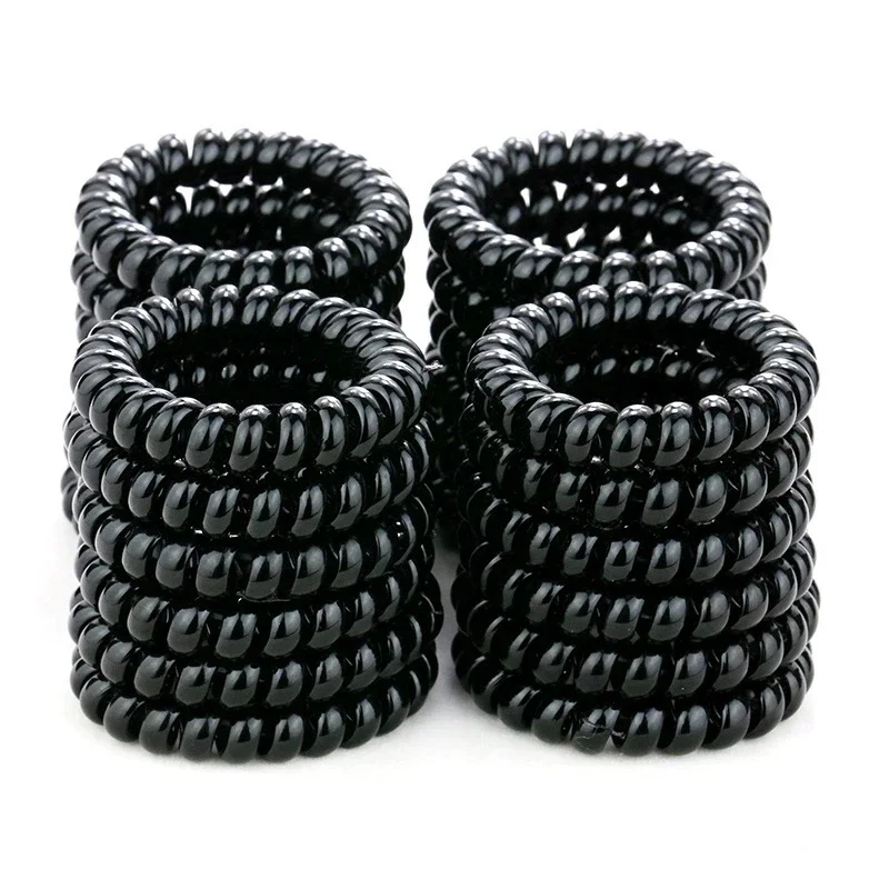 1-20pcs Elastic Spiral Hair Ring Ties Women Black Telephone Wire Cord Hair Rubber Bands Headwears Scrunchies Ponytail Holder