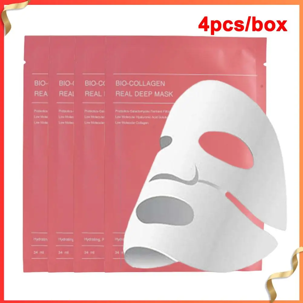 

4pcs BIO-COLLAGENREAL DEEP MASK Deep Nourishing Mask Hydrating Overnight Hydrogel Mask Pore Minimizing Firming Repair Skincare