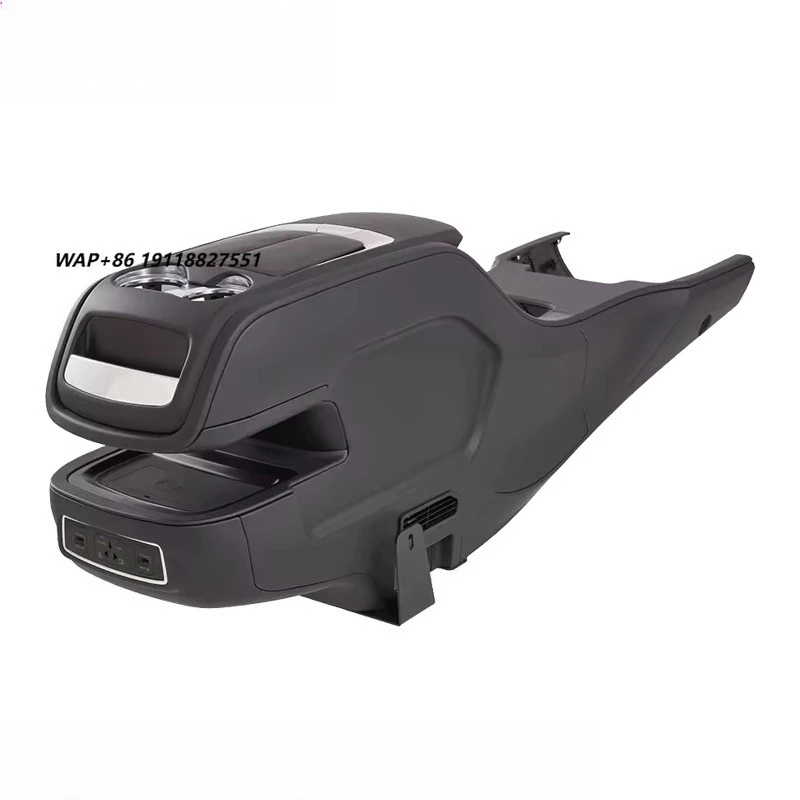 Luxurious Leather Front Armrest Console Storage Box with Cup Holder Double Layer for VITO W447/V Class (2000-2010)