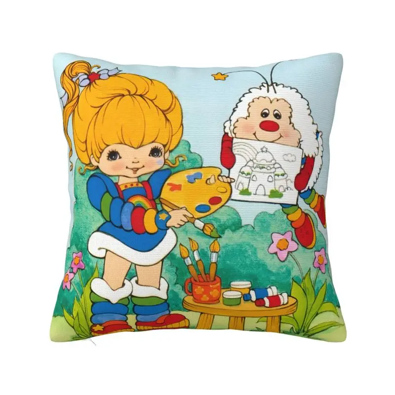 Custom Cartoon Cute R-Rainbows B-Brite Anime Cushion Covers Soft Cute Pillow Case Living Room Decoration