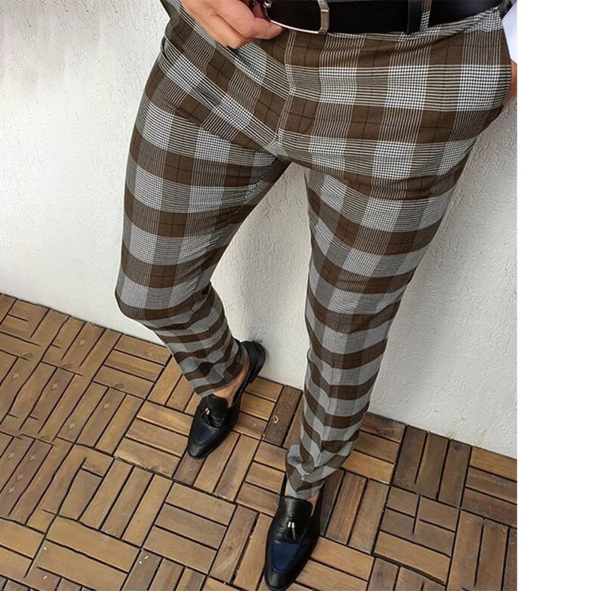 Men's 2025 Plaid Stripe Pants Casual Trousers Plus Size  Elastic Waist Comfort Fit Loose Fit Streetwear trousers
