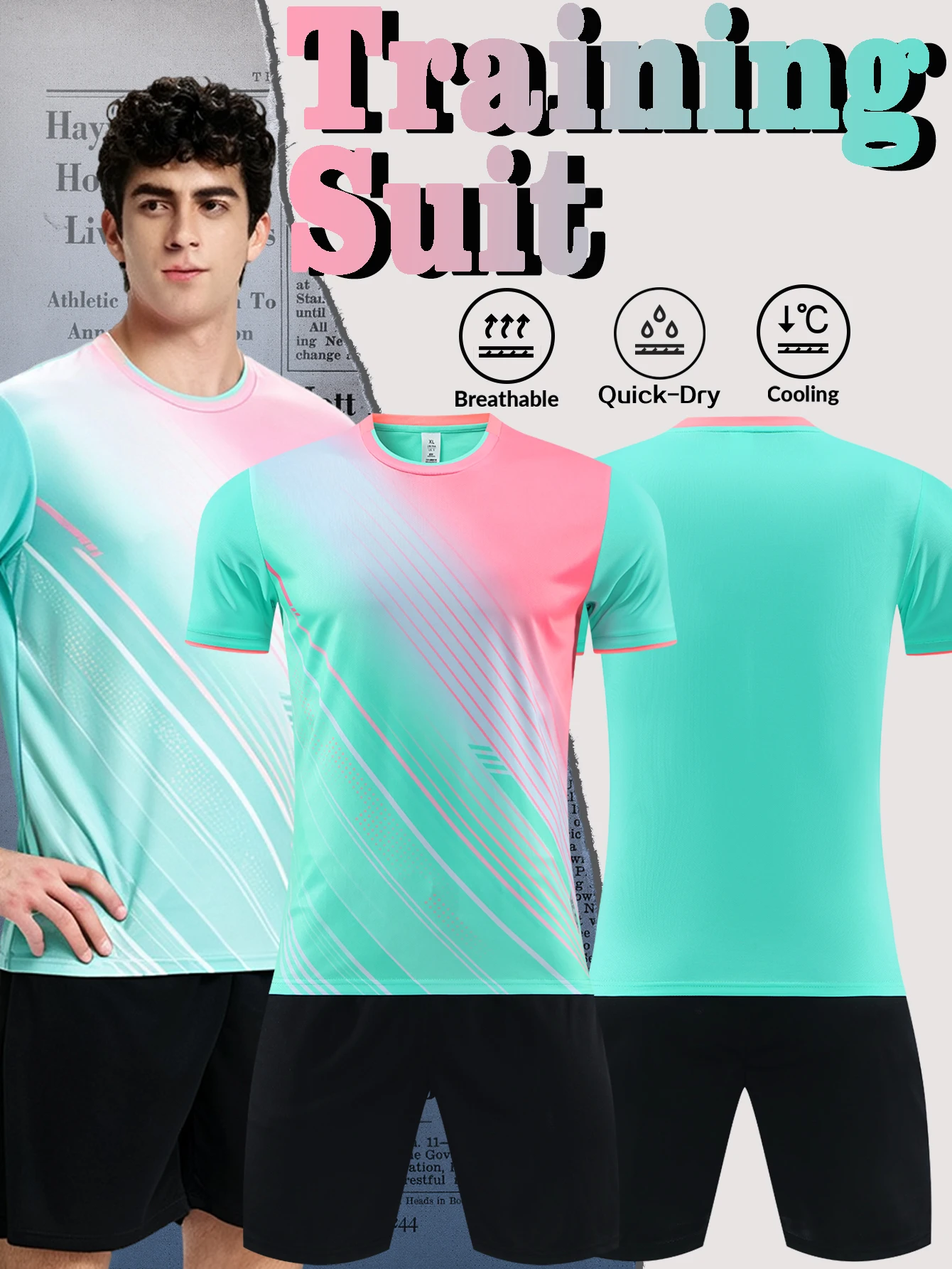 2026 New Style White Soccer Training Uniform Set for Adult Men & Kids, Jersey With Shorts Sport Suit