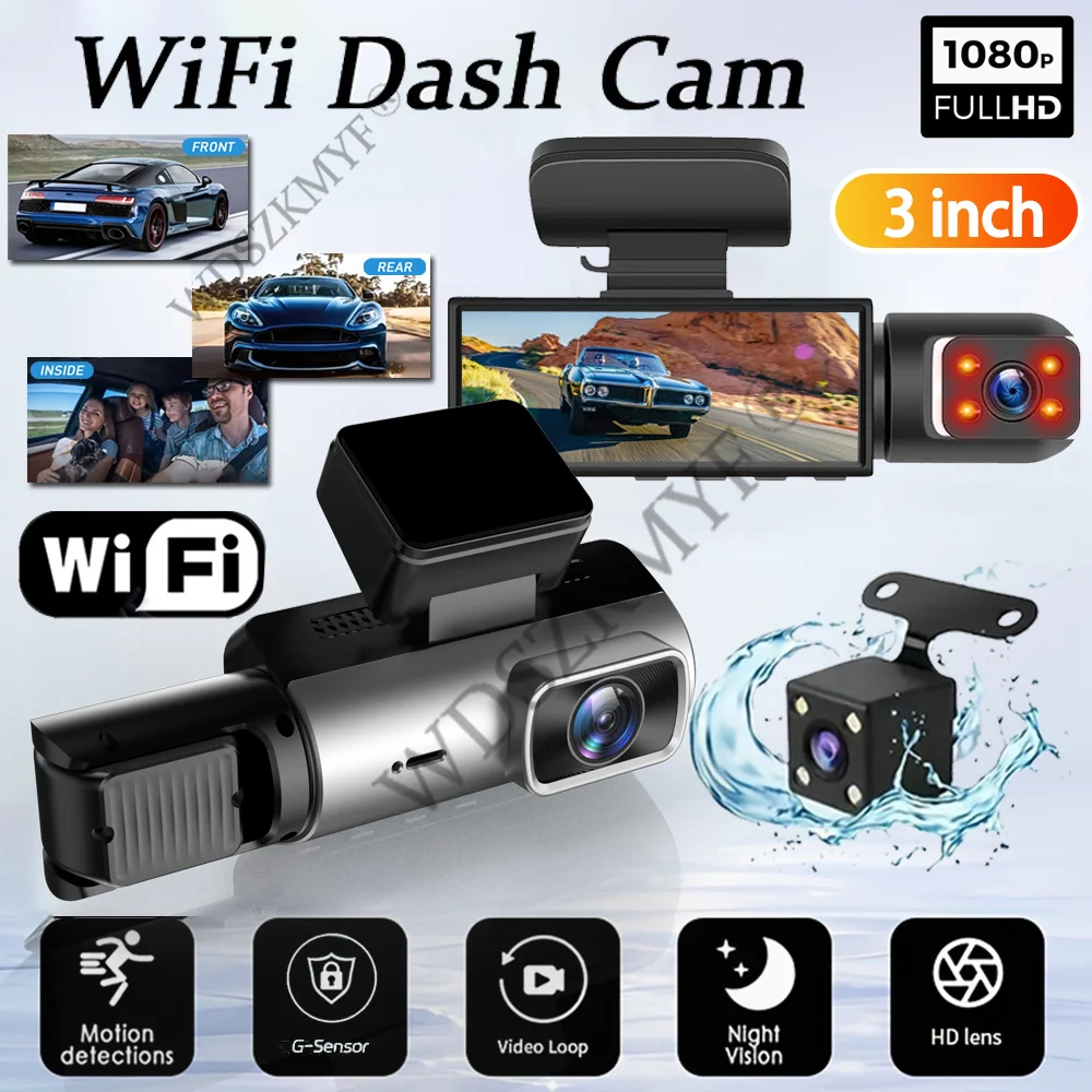 

2/3 Channel 1080P Dash Cam for Cars WIFI Car Dvr Camera night vision Front inside Rear View Camera for Vehicle Car Accsesories