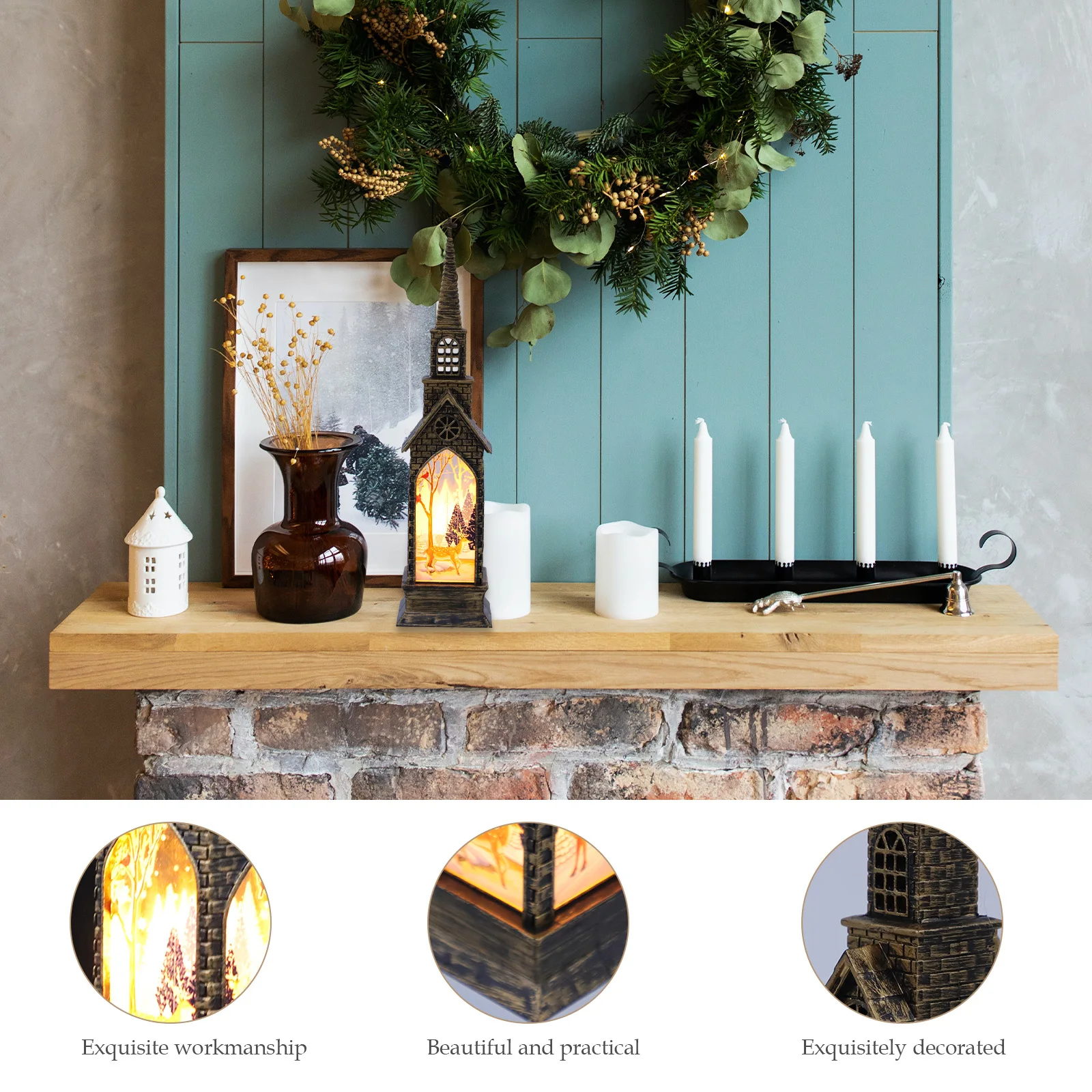 1Pcs Christmas Luminous Castle Ornament LED Lighted Table Decor for Holiday Party Home Festive Ambience Upgrade