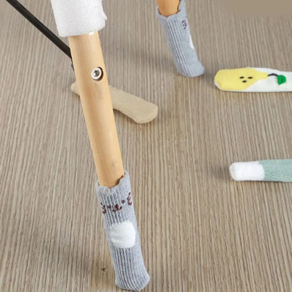 4Pcs/Set Knitted Knitted Table Leg Cover Noise Reduction Non Slip Chair Feet Socks Thicker Table Legs Socks Circumference 6-19cm