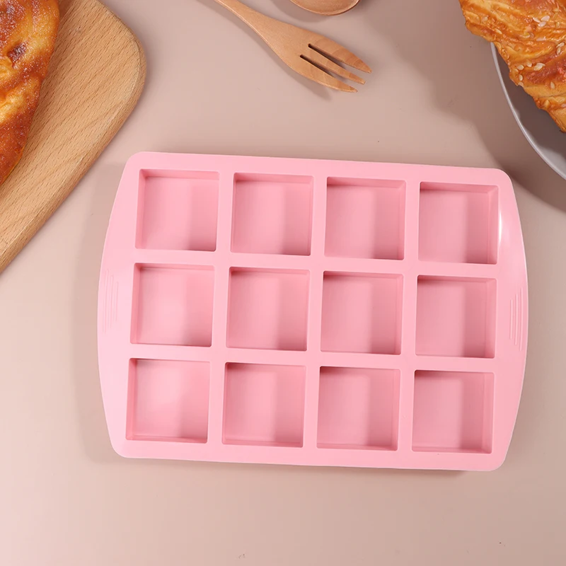 Y 12Cavity Square Silicone Molds For DIY Brownie Bites Fudges Cakes Candy Jelly Bakeware For Kids Baking Decorating Mold