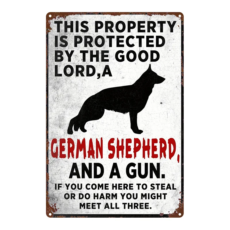 2D Metal Sign, Flat 1pc German Shepherd Warning Plaque, 8x12 Inch Iron Wall Art, Durable Indoor Room Decor for Home Office Garag