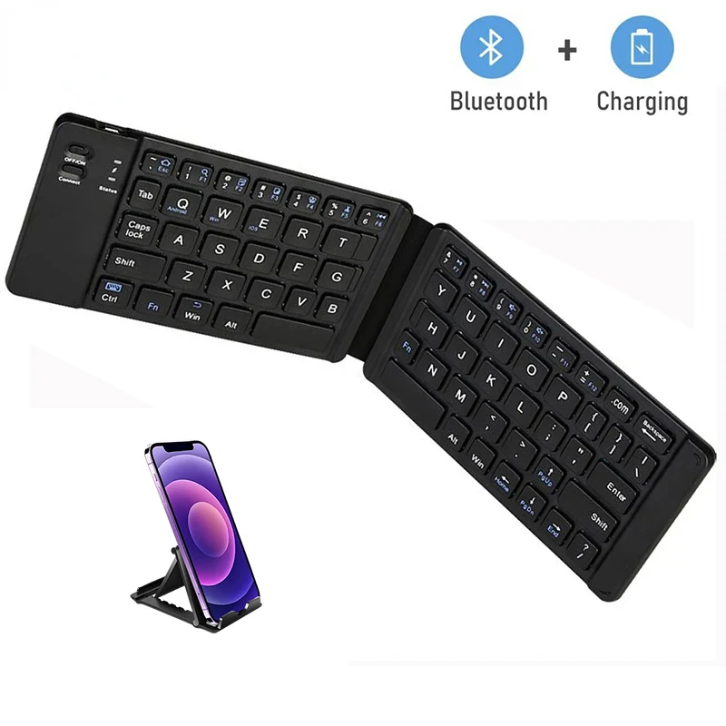 Mini Wireless Bluetooth Mobile Phone Keyboard Rechargeable Foldable Keyboard USB Folding Bluetooth Keyboard For Android IOS