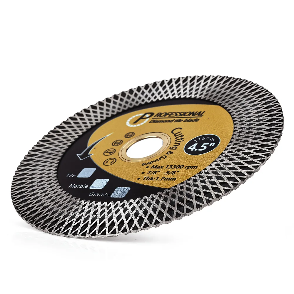 1pc 4.5“（115mm）Diamond Tile Blade Turbo Grinding Blade For Ceramic Porcelain Artificial Stone Cutting Disc Grinding