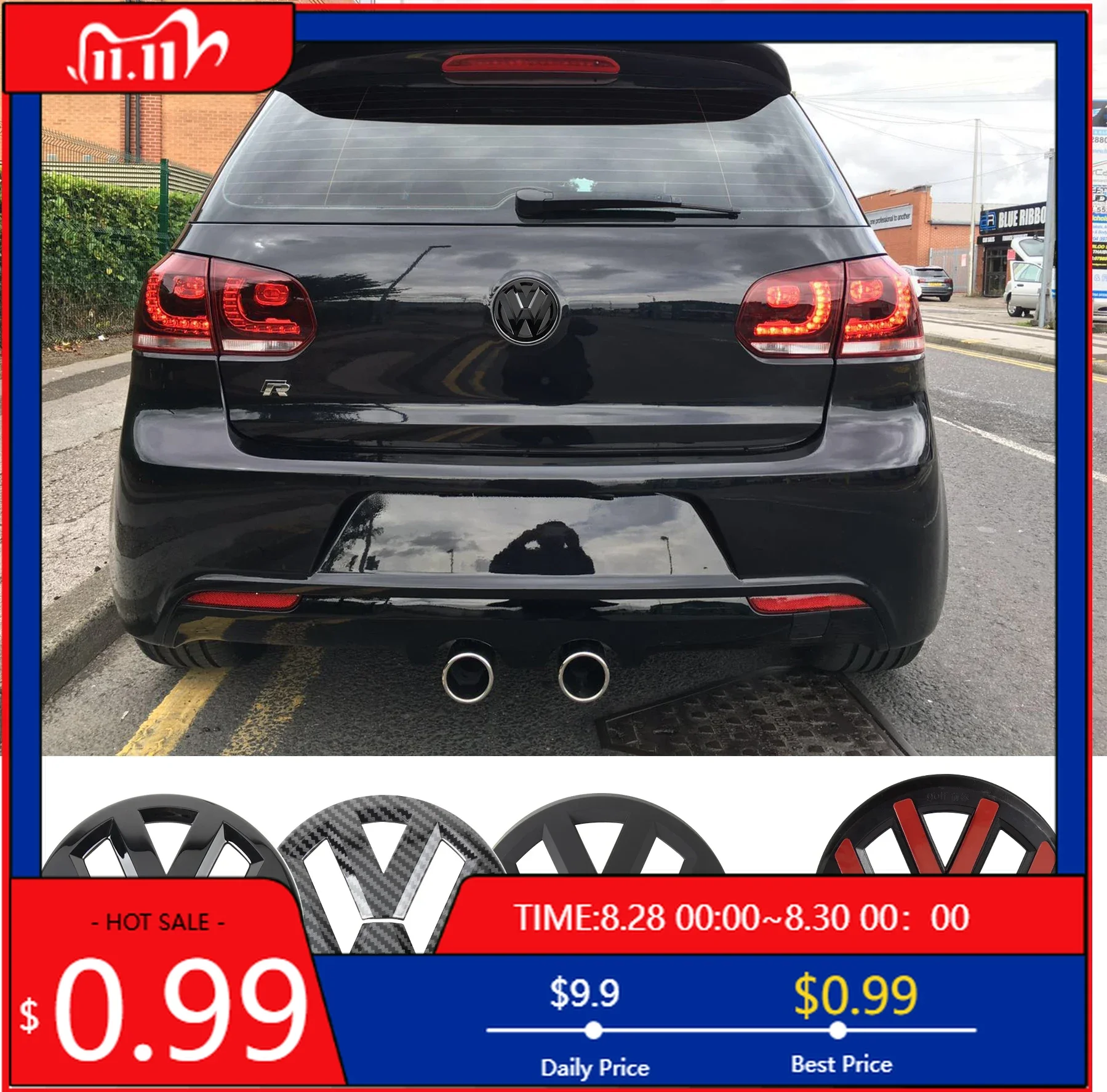 

VW GTI GOLF 2026 Hot For VW VOLKSWAGEN 2Pcs Car Front Grill/Rear Emblem Lid Covers Logo Sticker For Volkswagen VW POLO Scirocco
