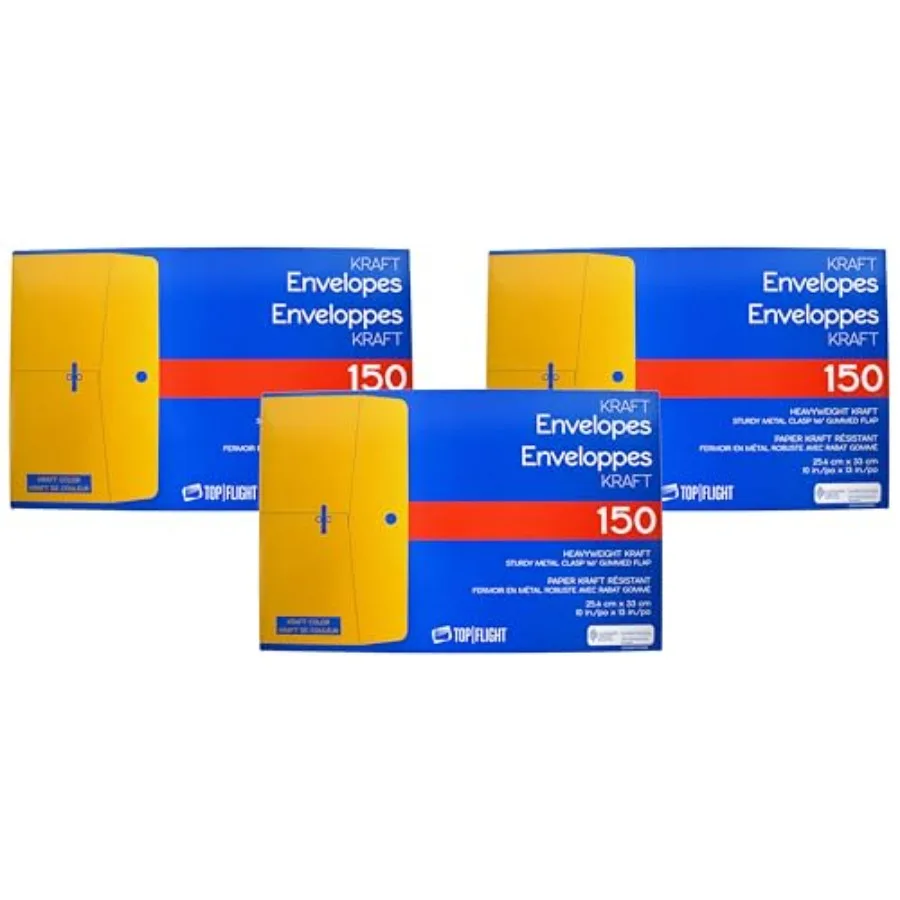 

Kraft Box Quality Envelopes, Yellow, 150 Count Pack of 3