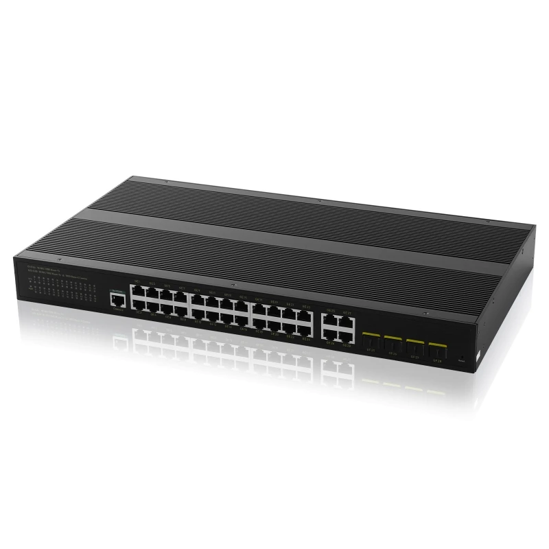 24 Port POE Switch Gigabit RJ45 Ports 4 100/1000 SFP Fiber Slot Ethernet Gigabit Switch For IP Camera And Wireless AP CCTV VLAN