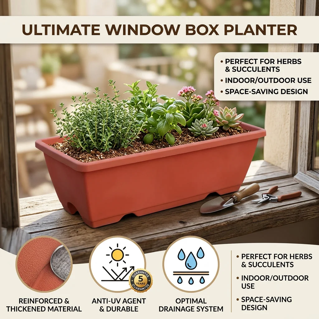 Large Square Holland Planter Pot Wall Hanging Design Eco-Friendly Durable PP Plastic for Garden Plants American Style Flowers