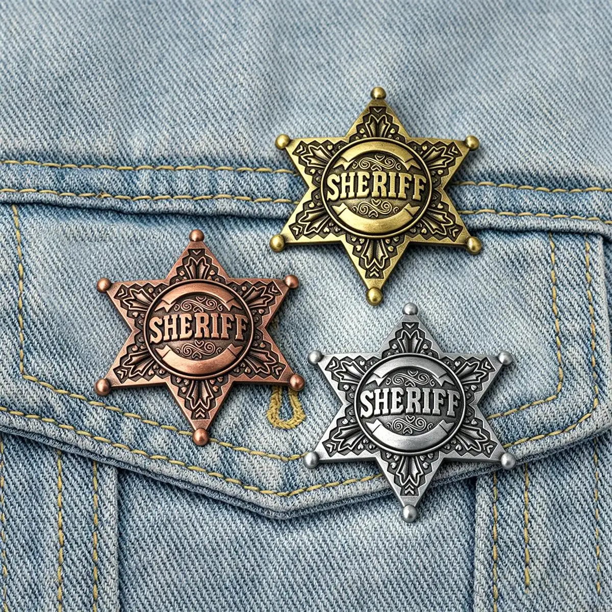 Broche de Metal Retro con Diseño de Estrella de Seis Puntas, Estilo Sheriff del Oeste, para Solapa de Camisa Vaquera, Accesorio de Disfraz, Regalo para Amigos