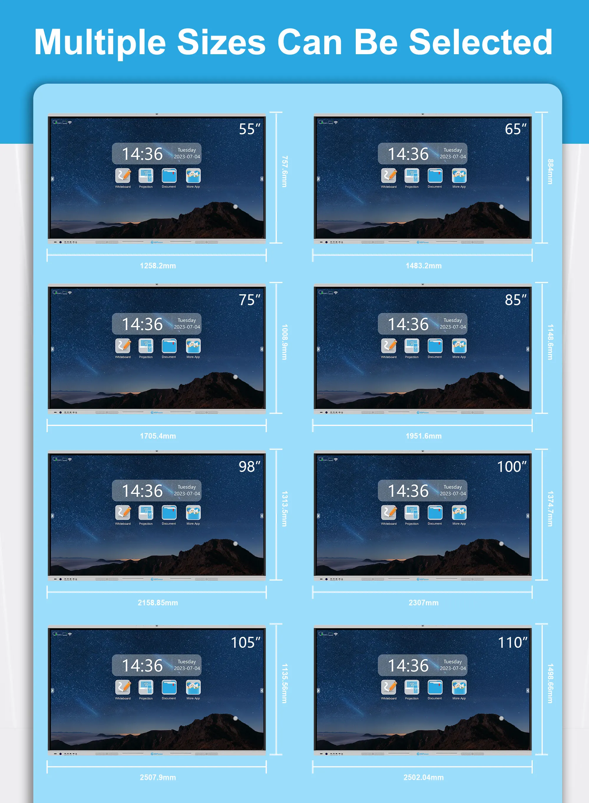 Quadro branco interativo digital infravermelho interativo eletrônico inteligente de 100 polegadas para ensino