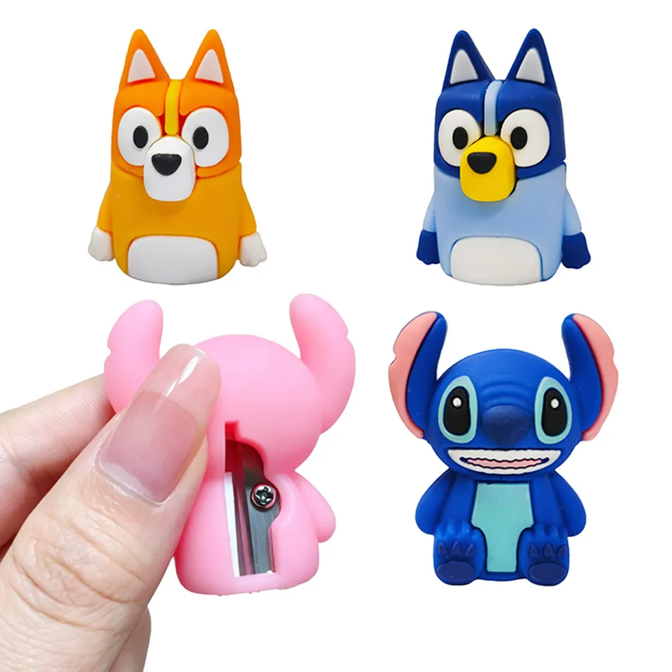 

Bluey & Stitch Character Pencil Sharpener Ornament Set Anime Themed Collectible Figurines Functional Desk Decor