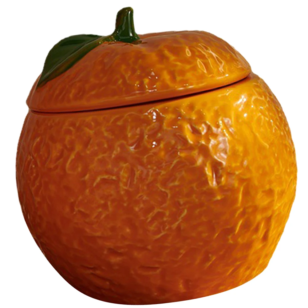 

Ceramic Jar Orange Shaped Storage Jar Practical Safe Convenient Packaging Ideal for Storing Dry Food Tea Grains Nuts