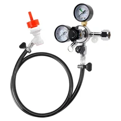 W21.8 Soda Co2 Regulator,Home Brew Beer Gas Line Assembly With Plastic Carbonation Cap For Soda Beer Brewing